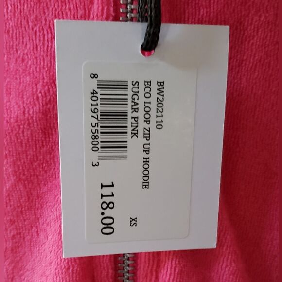 NWT  WSLY Eco Loop Zip Up Hoodie in Sugar Pink Size XS - Picture 6 of 6
